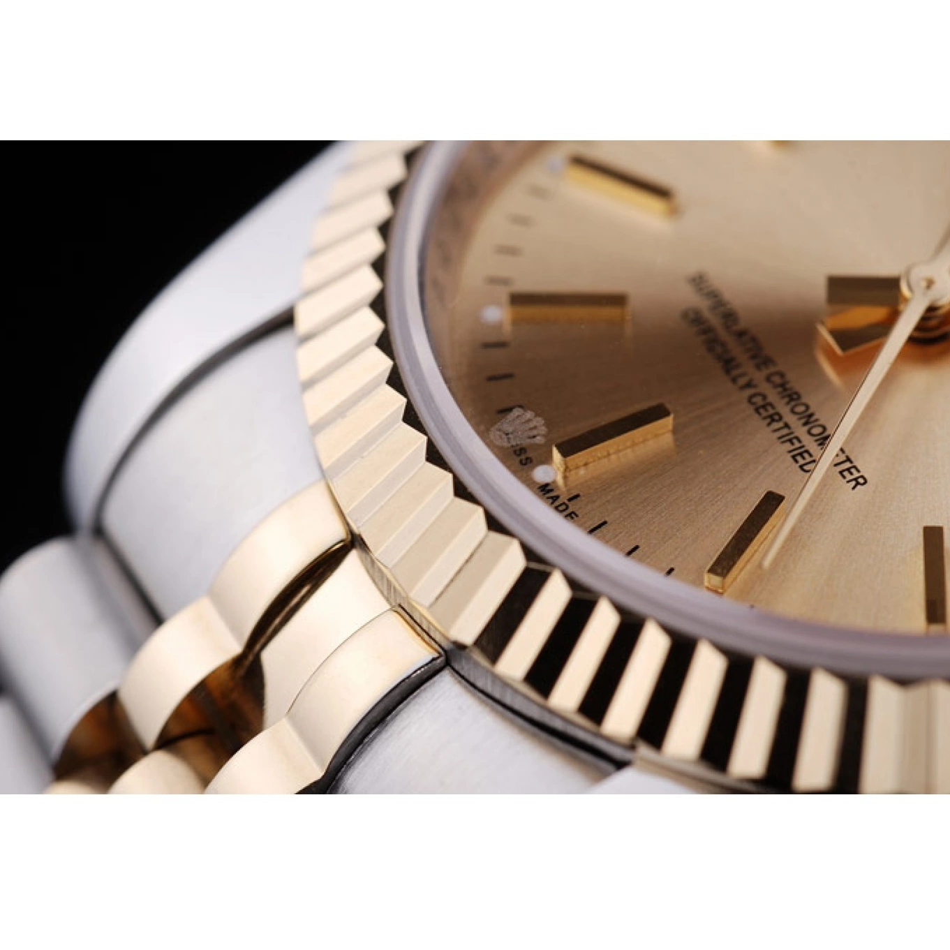 Aaa replica Datejust Ribbed 7450 Dial Rolex Bezel Gold 0820